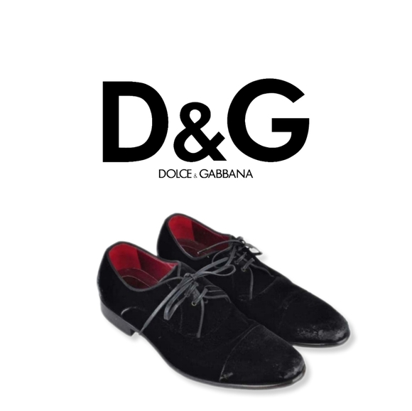 Dolce & Gabbana - RUNWAY Baroque Velvet Shoes Black/Red-8 - Picture 3 of 13